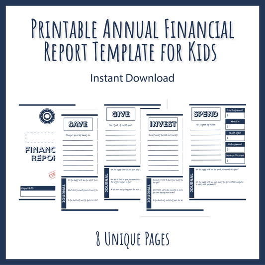 Annual Financial Report Template for Kids Printable
