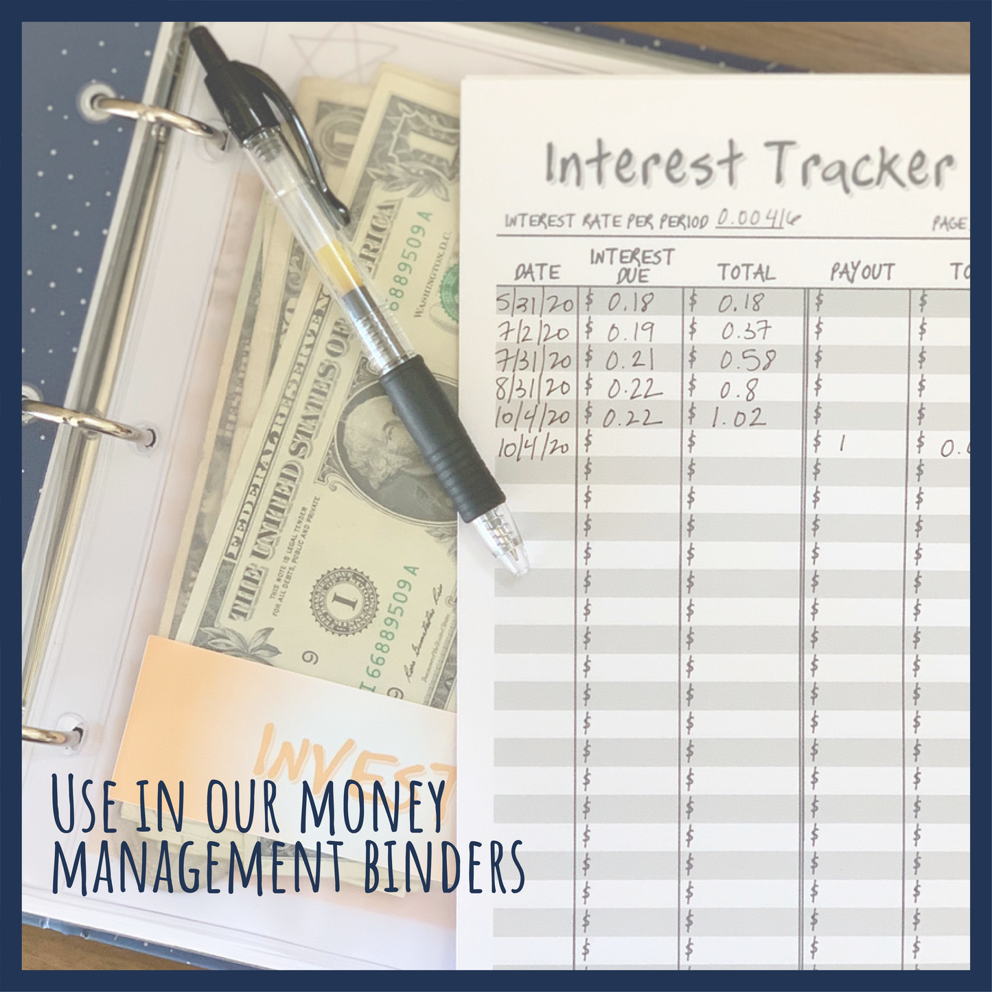 Interest Tracker & Cheat Sheet Printable