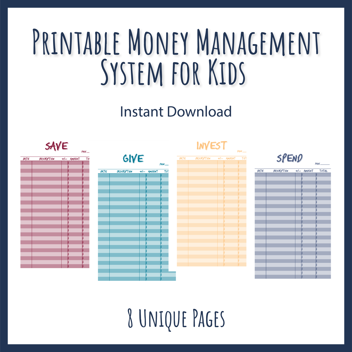 Money Management System for Kids Printable